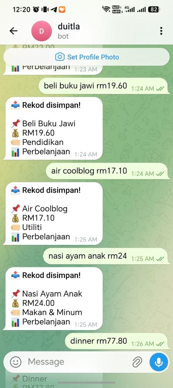 DuitLa Bot Demo
